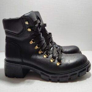 Woman's Steve Madden - Hint Black Leather Combat Boots 10